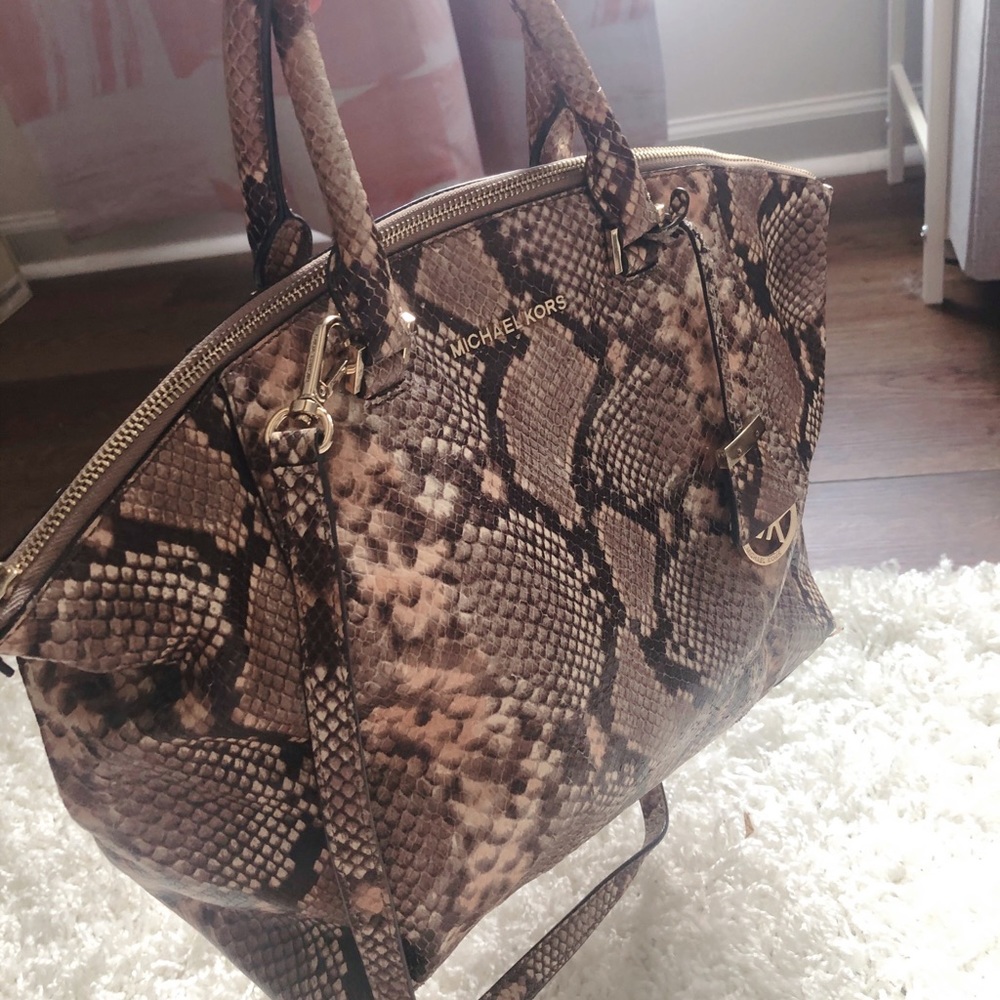 Michael Kors snake print large Riley satchel